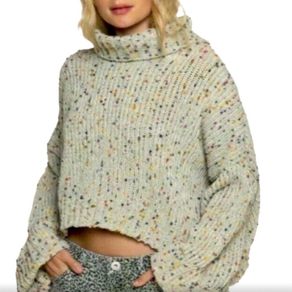 Pol Green Confetti Sweater